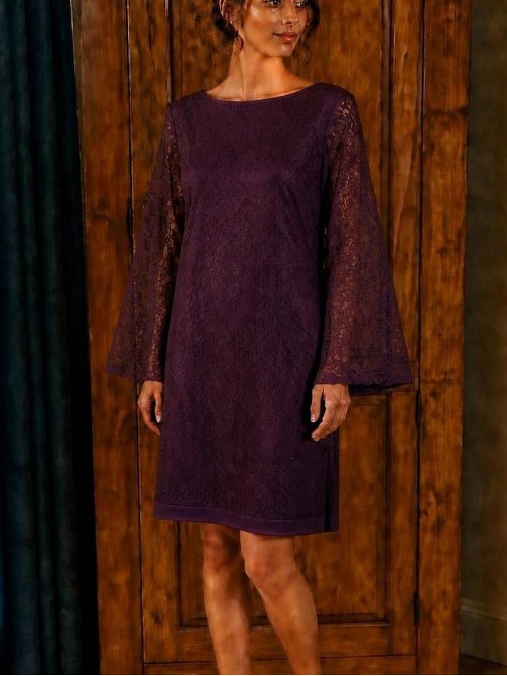 New Tacera purple lace dress Large nwot